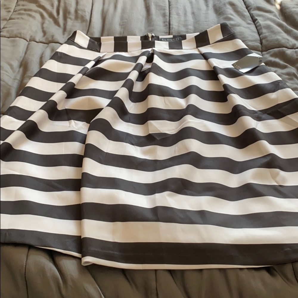 Eloquii 16 Black White Striped Skirt NWT